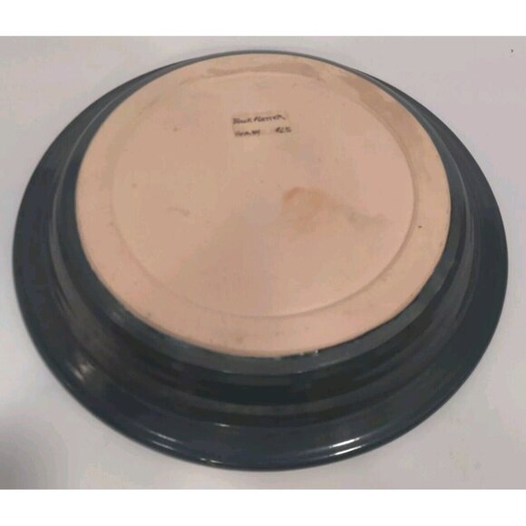 Studio Art Pottery Platter / Bowl Swirls Solid Dark Green/Black? 13x13x2" Signed - Picture 11 of 16